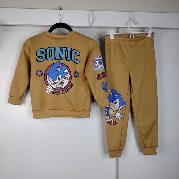 Sonic The Hedgehog Pants And Sweatshirt Set Kids Size 5 Tan - Picture 4 of 7